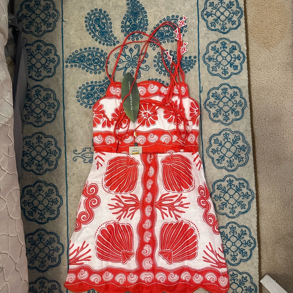 FARM Rio Red and White Mini Dress